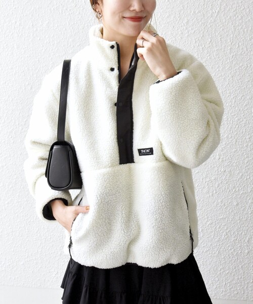 SHIPS any別注】TAION:〈洗濯機可能〉ボア ハイネック プルオーバー