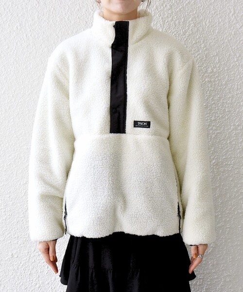 SHIPS any別注】TAION:〈洗濯機可能〉ボア ハイネック プルオーバー