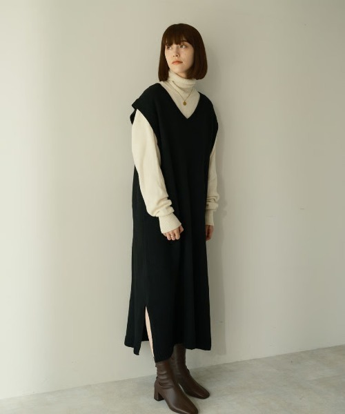 KALENO（カレノ）の「loose vest op（ワンピース・レディース・グレー/ブラック・FREE）」の3枚目の写真