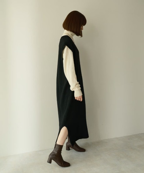 KALENO（カレノ）の「loose vest op（ワンピース・レディース・グレー/ブラック・FREE）」の5枚目の写真