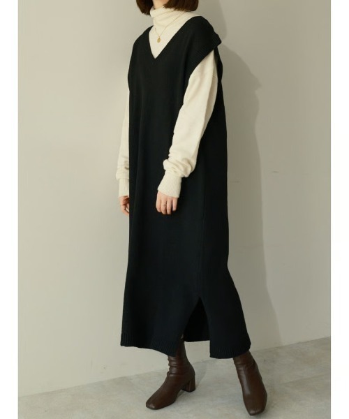 KALENO（カレノ）の「loose vest op（ワンピース・レディース・グレー/ブラック・FREE）」の6枚目の写真