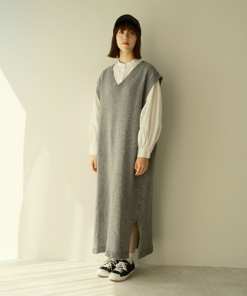 KALENO（カレノ）の「loose vest op（ワンピース・レディース・グレー/ブラック・FREE）」の7枚目の写真