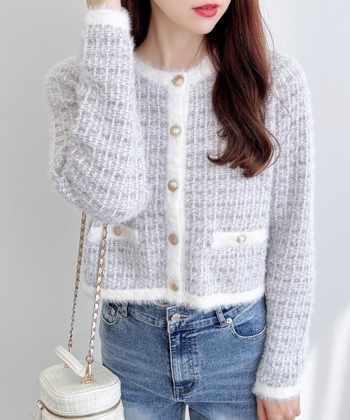フェザーツイードニットカーディガン（カーディガン/ボレロ）｜INGNI