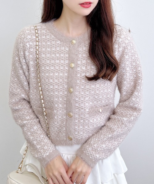 セール】フェザーツイードニットカーディガン（カーディガン/ボレロ