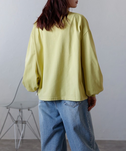 Fizz(フィズ)の「モックネックボリュームスリーブロンT(Tシャツ/カットソー・レディース・イエロー/ホワイト/ブラック/ホワイト×ブラック/カーキ・M)」の15枚目の写真