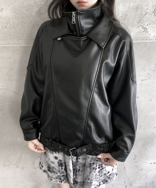 VEILA（ヴェイラ）の「フェイクレザーアシンメトリージップジャケット（その他アウター・レディース・ブラック・フリー）」の17枚目の写真