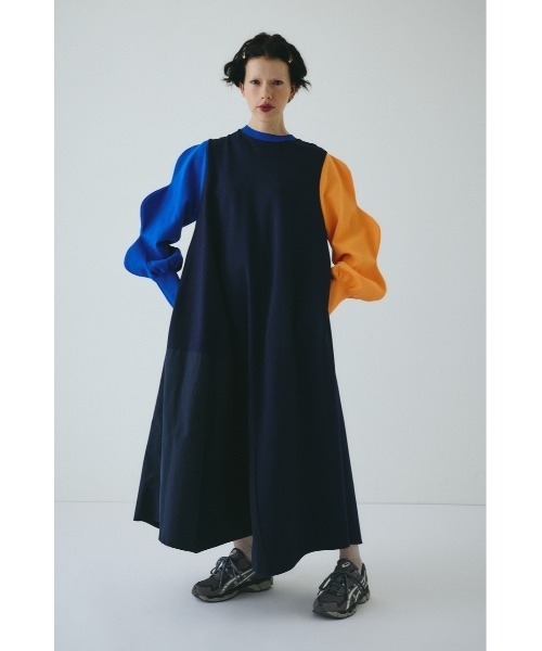 HeRIN.CYE マウンテンスリーブドッキングドレスワンピース Mountain sleeve docking dress マウンテンスリーブドッキング
