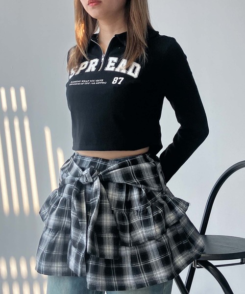 AS KNOW AS plus（アズノゥアズプラス）の「♪ハーフジップ衿付きテレコプルオーバー（Tシャツ/カットソー・レディース・アイボリー/ブラック/レッド・FREE）」の2枚目の写真