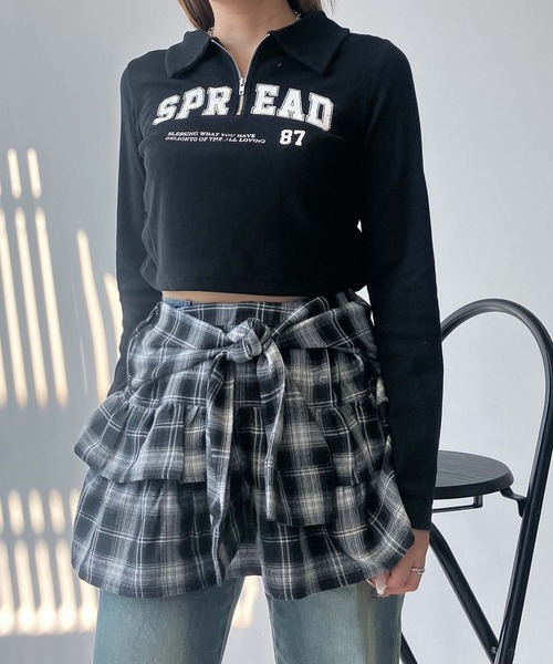 AS KNOW AS plus（アズノゥアズプラス）の「♪ハーフジップ衿付きテレコプルオーバー（Tシャツ/カットソー・レディース・アイボリー/ブラック/レッド・FREE）」の6枚目の写真