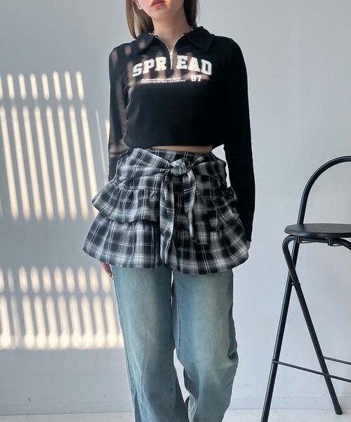 AS KNOW AS plus（アズノゥアズプラス）の「♪ハーフジップ衿付きテレコプルオーバー（Tシャツ/カットソー・レディース・アイボリー/ブラック/レッド・FREE）」の4枚目の写真