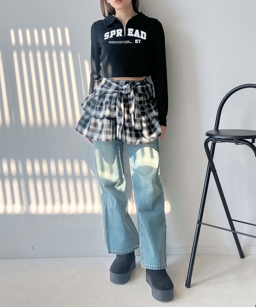 AS KNOW AS plus（アズノゥアズプラス）の「♪ハーフジップ衿付きテレコプルオーバー（Tシャツ/カットソー・レディース・アイボリー/ブラック/レッド・FREE）」の9枚目の写真