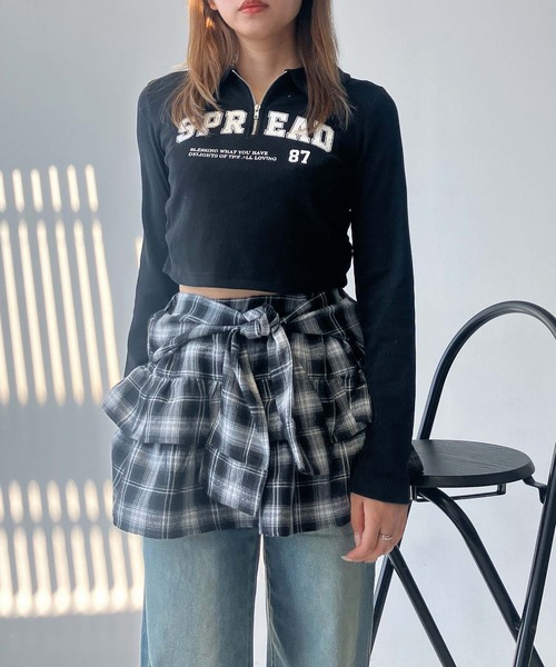 AS KNOW AS plus（アズノゥアズプラス）の「♪ハーフジップ衿付きテレコプルオーバー（Tシャツ/カットソー・レディース・アイボリー/ブラック/レッド・FREE）」の7枚目の写真