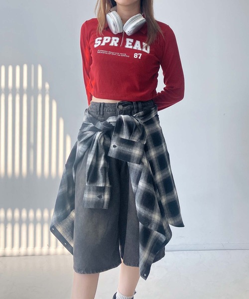 AS KNOW AS plus（アズノゥアズプラス）の「♪ハーフジップ衿付きテレコプルオーバー（Tシャツ/カットソー・レディース・アイボリー/ブラック/レッド・FREE）」の12枚目の写真