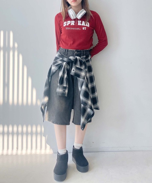 AS KNOW AS plus（アズノゥアズプラス）の「♪ハーフジップ衿付きテレコプルオーバー（Tシャツ/カットソー・レディース・アイボリー/ブラック/レッド・FREE）」の13枚目の写真