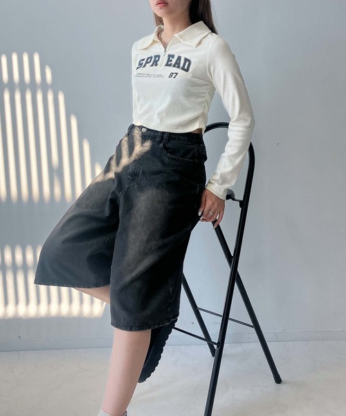 AS KNOW AS plus（アズノゥアズプラス）の「♪ハーフジップ衿付きテレコプルオーバー（Tシャツ/カットソー・レディース・アイボリー/ブラック/レッド・FREE）」の19枚目の写真