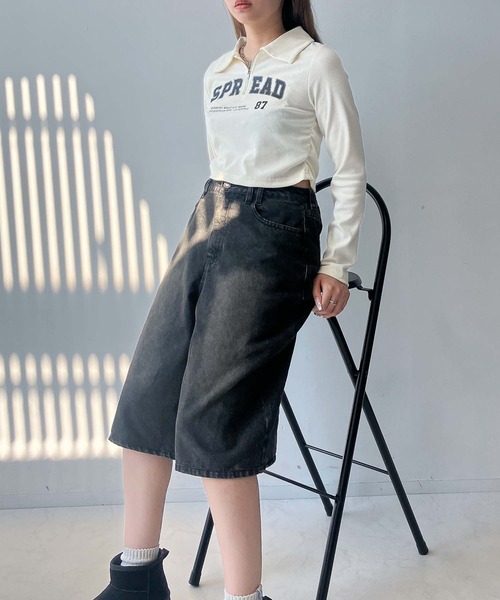 AS KNOW AS plus（アズノゥアズプラス）の「♪ハーフジップ衿付きテレコプルオーバー（Tシャツ/カットソー・レディース・アイボリー/ブラック/レッド・FREE）」の20枚目の写真