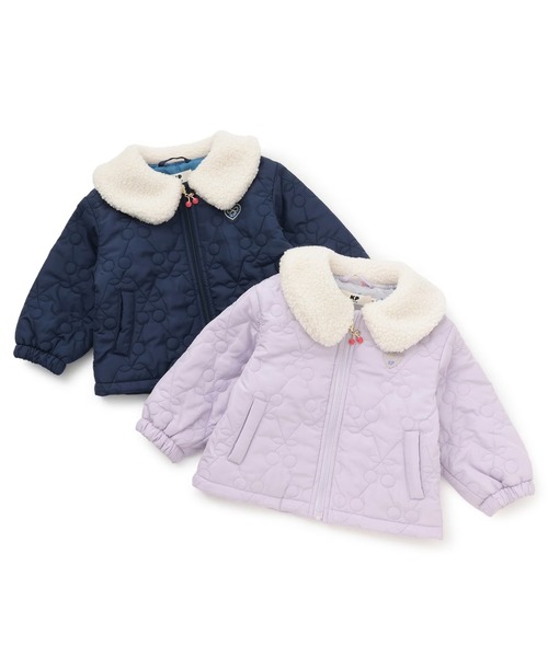 KP（ケーピー）の「ボア衿 チェリーキルトタフタ ジャケット（その他アウター・キッズ・ネイビー/ラベンダー・90cm/100cm/110cm/120cm/130cm/140cm/150cm/80ｃｍ）」の3枚目の写真