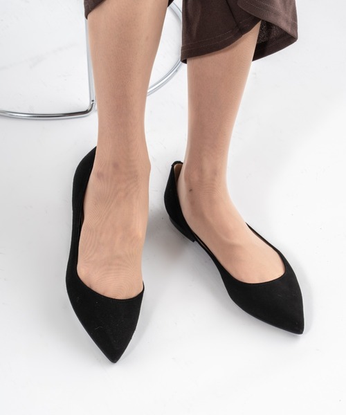 FABIO RUSCONI ファビオルスコーニ ポインテッドトゥフラットパンプス