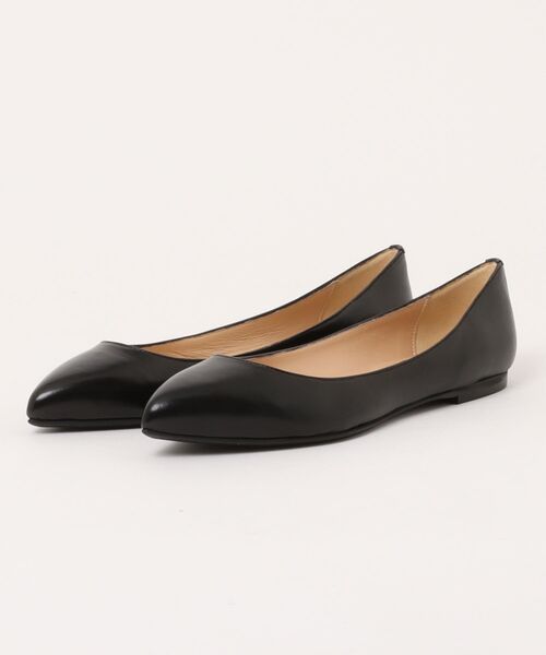 極美品 ファビオルスコーニ ブラック レザー フラットパンプス ポインテッドトゥ セール】【FABIO RUSCONI/ファビオルスコーニ】ポインテッドトゥ