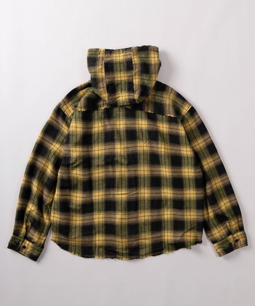 SlashDate（スラッシュデイト）の「【82】カットオフ チェック フードシャツ（シャツ/ブラウス・レディース・ブルー/ピンク/イエロー/ブラック・L/M）」の8枚目の写真