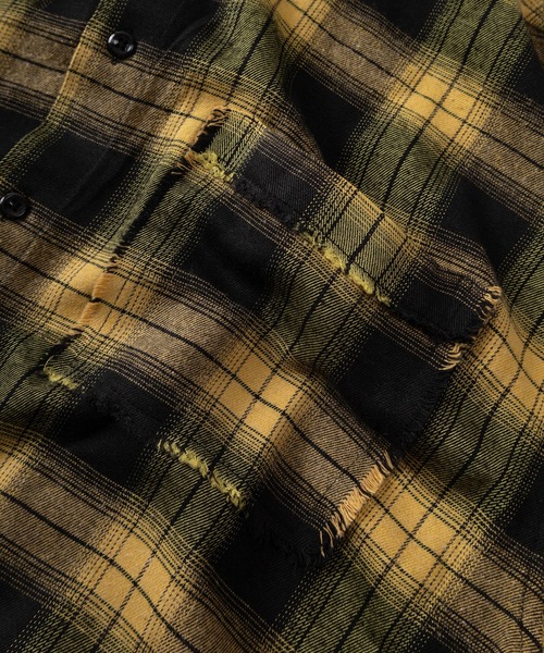 SlashDate（スラッシュデイト）の「【82】カットオフ チェック フードシャツ（シャツ/ブラウス・レディース・ブルー/ピンク/イエロー/ブラック・L/M）」の7枚目の写真