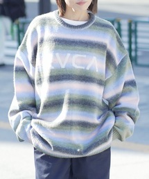 RVCA（ルーカ）の「RVCA メンズ RS BIG RVCA KNIT セーター 【2025年秋冬モデル】 @autumn/ルーカロゴボーダーニット（ニット/セーター）」