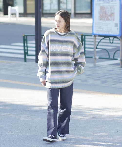 RVCA(ルーカ)の「RVCA メンズ RS BIG RVCA KNIT セーター 【2025年秋冬モデル】 @autumn/ルーカロゴボーダーニット(ニット/セーター・メンズ・ブラック/グレー系その他/ブラウン系その他・SMALL/MEDIUM/LARGE/X-LARGE)」の10枚目の写真
