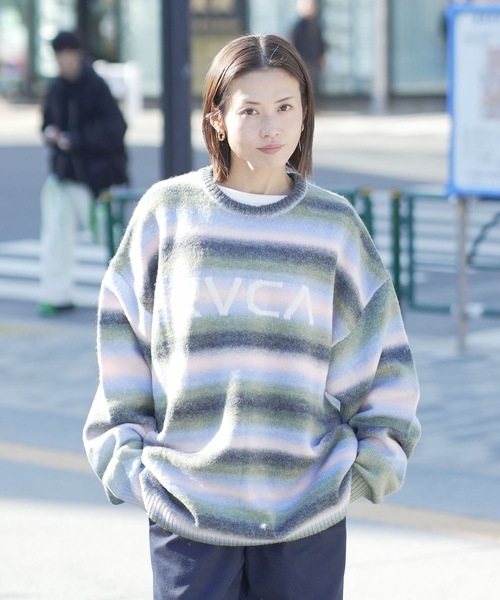 RVCA(ルーカ)の「RVCA メンズ RS BIG RVCA KNIT セーター 【2025年秋冬モデル】 @autumn/ルーカロゴボーダーニット(ニット/セーター・メンズ・ブラック/グレー系その他/ブラウン系その他・SMALL/MEDIUM/LARGE/X-LARGE)」の12枚目の写真