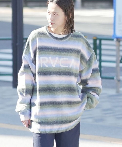 RVCA(ルーカ)の「RVCA メンズ RS BIG RVCA KNIT セーター 【2025年秋冬モデル】 @autumn/ルーカロゴボーダーニット(ニット/セーター・メンズ・ブラック/グレー系その他/ブラウン系その他・SMALL/MEDIUM/LARGE/X-LARGE)」の13枚目の写真