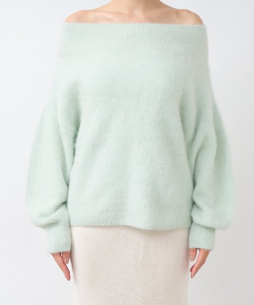 セール】【今すぐお届け！】ヘアリーウールカシミア混リブネック