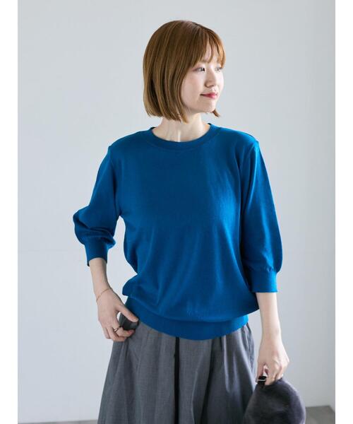 Lugnoncure(ルノンキュール)の「コットンクルーネックニット(ニット/セーター・レディース・オフホワイト/ブルー/ブラック/レッド・F)」の3枚目の写真