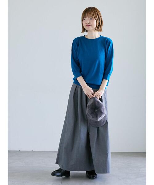 Lugnoncure(ルノンキュール)の「コットンクルーネックニット(ニット/セーター・レディース・オフホワイト/ブルー/ブラック/レッド・F)」の5枚目の写真