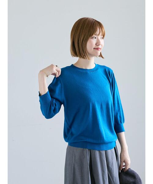 Lugnoncure(ルノンキュール)の「コットンクルーネックニット(ニット/セーター・レディース・オフホワイト/ブルー/ブラック/レッド・F)」の16枚目の写真