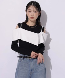 長袖ビックカラーニット