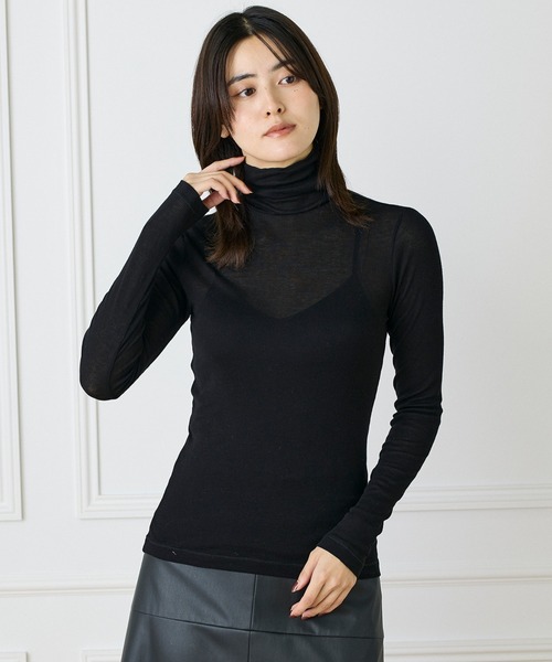 INED（イネド）の「コーコランモダールテレコ タートルネックカットソー（Tシャツ/カットソー・レディース・グレー/オフホワイト/ブラック・11号/9号）」の2枚目の写真