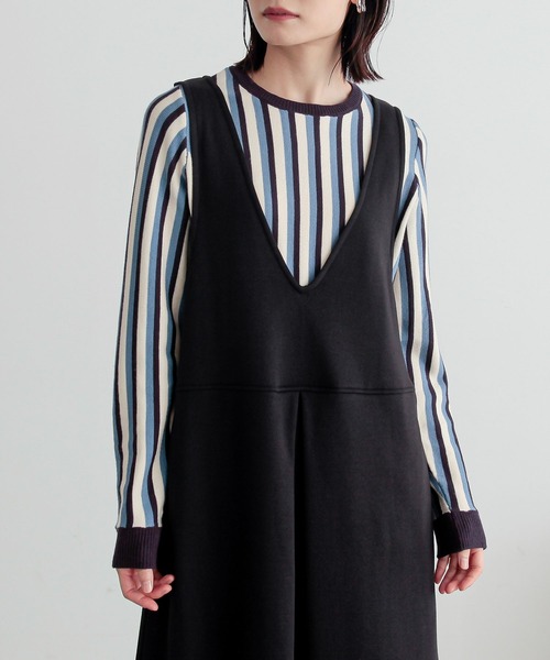 n'OrLABEL(ノアールレーベル)の「マルチストライプニット(ニット/セーター・レディース・グリーン/ブルー・1/2)」の4枚目の写真