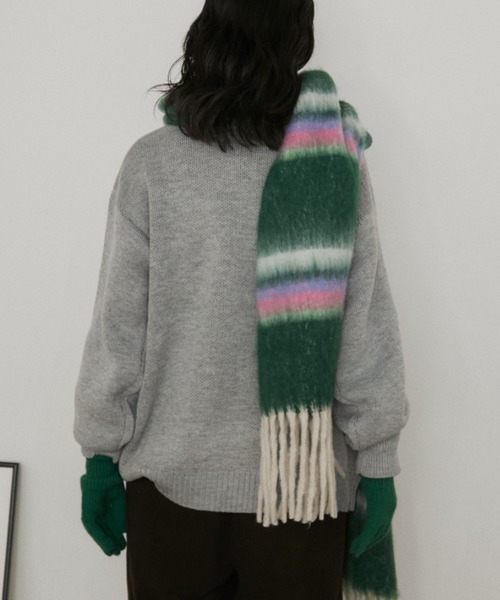MERLOT(メルロー)の「アソートアニマルジャガードニット(ニット/セーター・レディース・グレー/ネイビー・FREE)」の8枚目の写真
