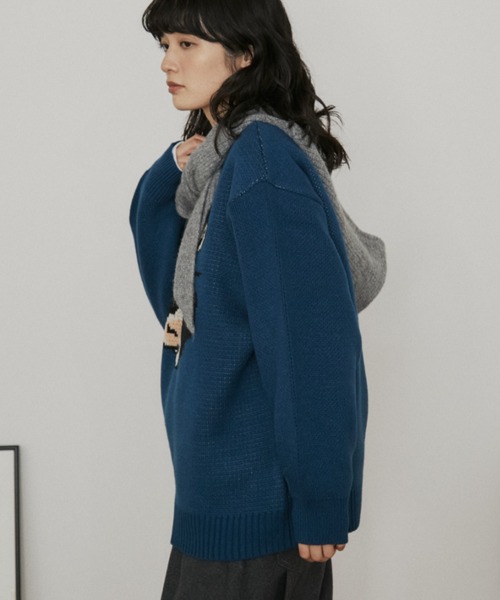 MERLOT(メルロー)の「アソートアニマルジャガードニット(ニット/セーター・レディース・グレー/ネイビー・FREE)」の15枚目の写真