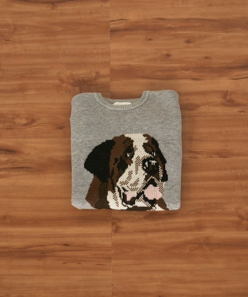 MERLOT(メルロー)の「アソートアニマルジャガードニット(ニット/セーター・レディース・グレー/ネイビー・FREE)」の3枚目の写真