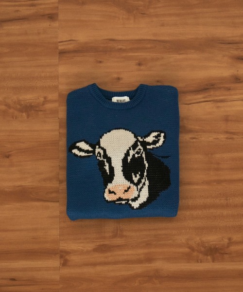 MERLOT(メルロー)の「アソートアニマルジャガードニット(ニット/セーター・レディース・グレー/ネイビー・FREE)」の4枚目の写真