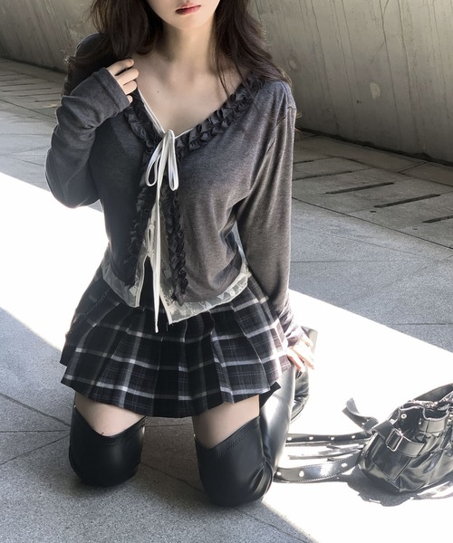 VEILA(ヴェイラ)の「フリル×リボンタイカーディガン(カーディガン/ボレロ・レディース・グレー・S/M)」の12枚目の写真