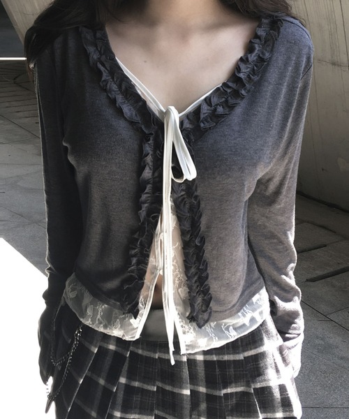 VEILA(ヴェイラ)の「フリル×リボンタイカーディガン(カーディガン/ボレロ・レディース・グレー・S/M)」の21枚目の写真