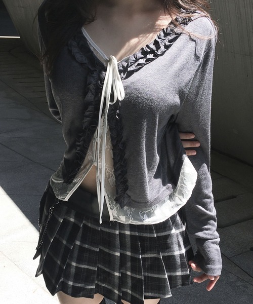 VEILA(ヴェイラ)の「フリル×リボンタイカーディガン(カーディガン/ボレロ・レディース・グレー・S/M)」の22枚目の写真
