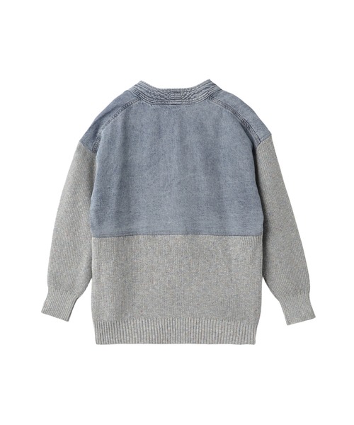 MAYSON GREY（メイソングレイ）の「デニムドッキングニットカーディガン≪手洗い可能≫（カーディガン/ボレロ・レディース・ライトグレー/ネイビー・M）」の3枚目の写真