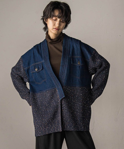 MAYSON GREY（メイソングレイ）の「デニムドッキングニットカーディガン≪手洗い可能≫（カーディガン/ボレロ・レディース・ライトグレー/ネイビー・M）」の22枚目の写真