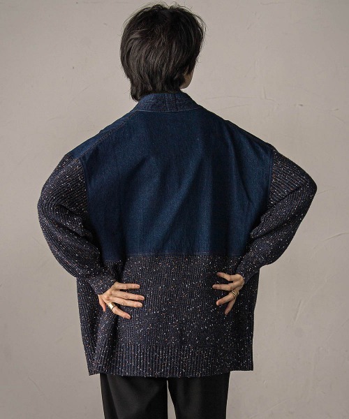 MAYSON GREY（メイソングレイ）の「デニムドッキングニットカーディガン≪手洗い可能≫（カーディガン/ボレロ・レディース・ライトグレー/ネイビー・M）」の13枚目の写真