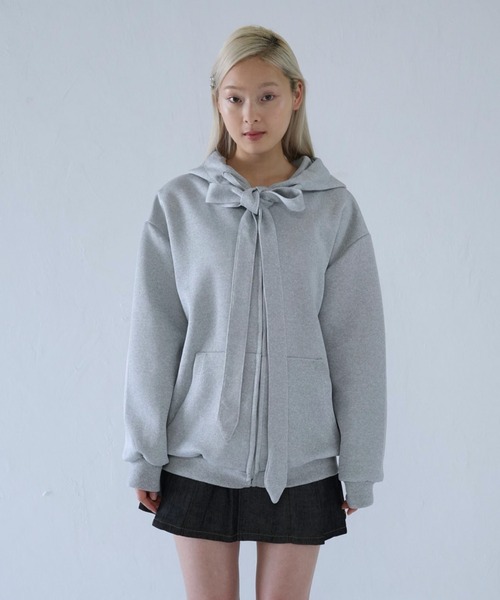 セール】ribbon zip-up hoodie（パーカー）｜Uenui（ウニュイ）の