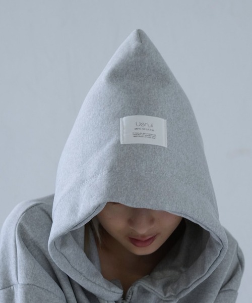 Uenui（ウニュイ）の「ribbon zip-up hoodie（パーカー・レディース・グレー/ブラック・FREE）」の10枚目の写真