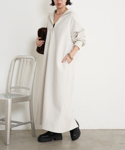 Jena espace merveilleux（ジェナ　エスパスメルヴェイユ）の「ハーフジップキモウワンピース（ワンピース・レディース・アイボリー/ブラック・FREE）」の5枚目の写真