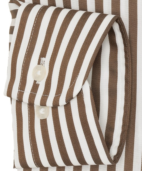 TOKYO SHIRTS（トウキョウシャツ）の「形態安定ノンアイロン ワイド 長袖ビジネスワイシャツ（ビジネスシャツ・メンズ・ブラウン・首回り37cm-裄丈80cm/首回り39cm-裄丈80cm/首回り39cm-裄丈84cm/首回り41cm-裄丈82cm/首回り41cm-裄丈86cm/首回り42cm-裄丈82cm/首回り42cm-裄丈86cm/首回り43cm-裄丈82cm/首回り43cm-裄丈86cm/首回り37cm-裄丈84cm）」の3枚目の写真